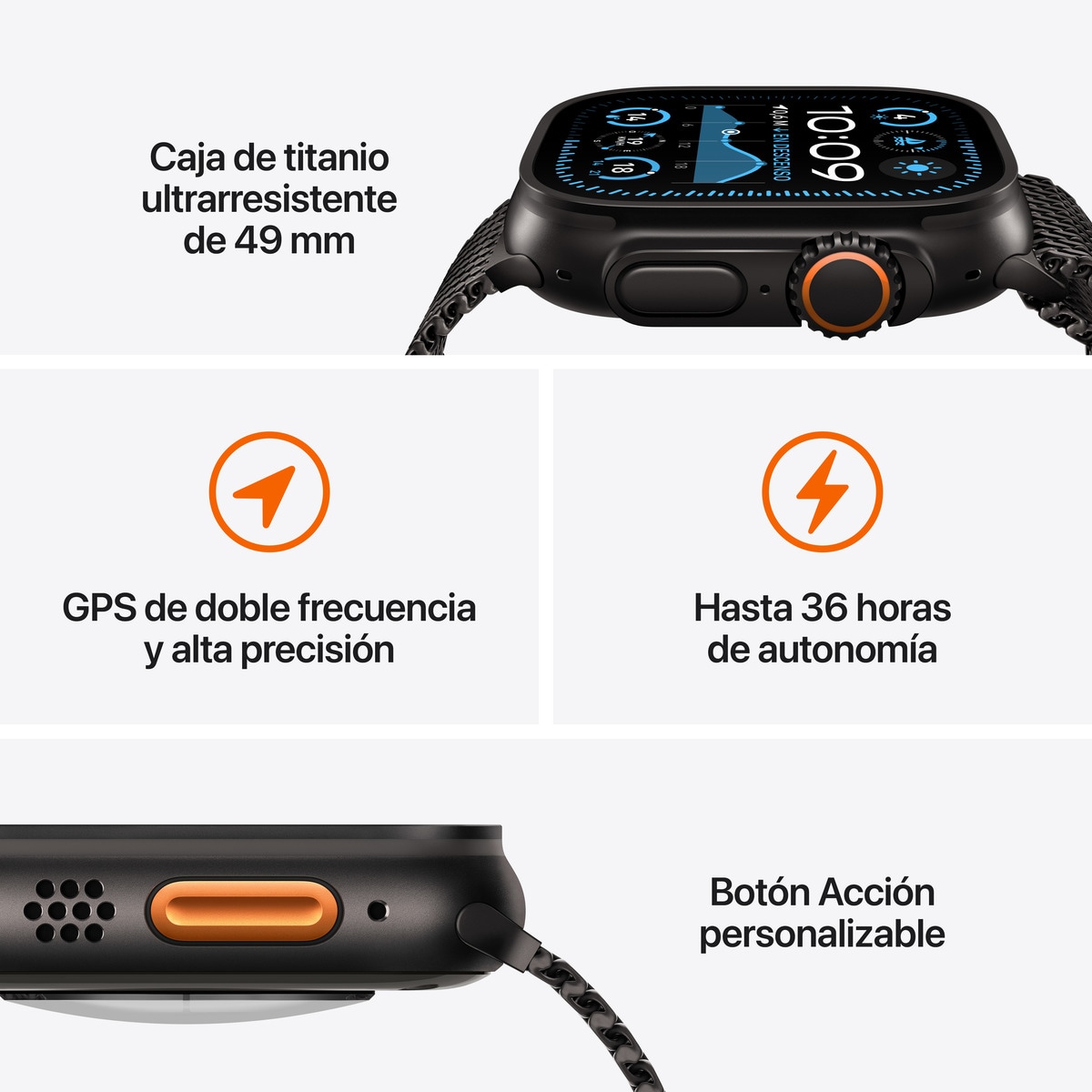 Apple Watch Ultra 2 GPS + Cellular 49mm Titanio Natural con correa Milanese Loop en titanio S Titanio Natural-3