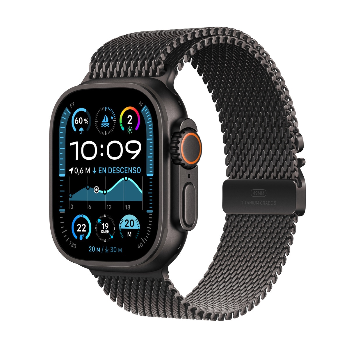 Apple Watch Ultra 2 GPS + Cellular 49mm Black Titanio con correa Milanese Loop en titanio M Titanio Negro-1