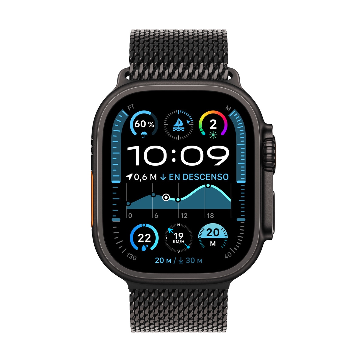 Apple Watch Ultra 2 GPS + Cellular 49mm Black Titanio con correa Milanese Loop en titanio M Titanio Negro-2