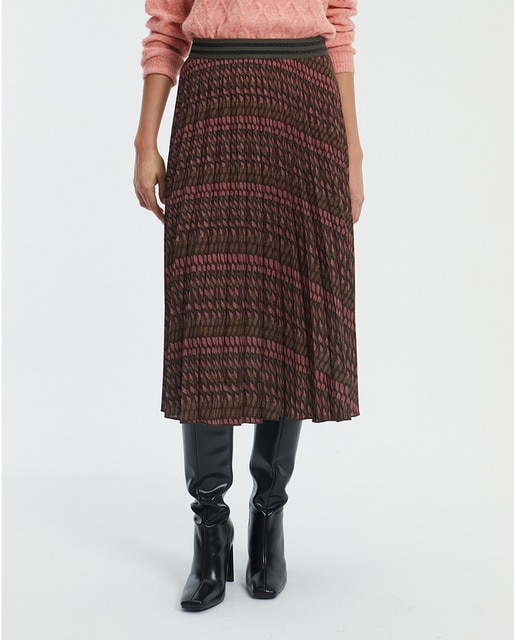 Imagen 0 de Falda midi estampada con plisado Soleil. Sin forro