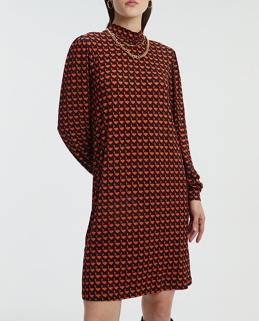 Imagen 0 de Vestido corto en punto estampado manga larga