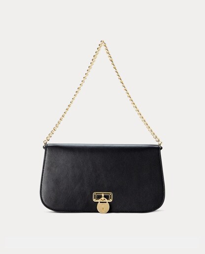 Imagen 0 de Bolso de hombro mediano de piel Tanner negro con solapa