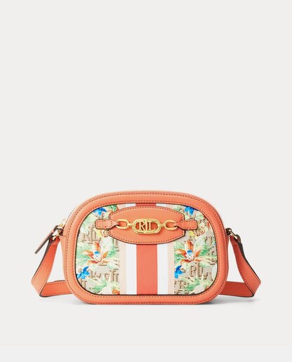 Imagen 0 de Bandolera pequeña Jordynn estampada con detalles en naranja y cierre cremallera