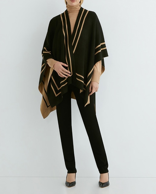 Imagen 0 de Poncho de mujer con franja a contraste