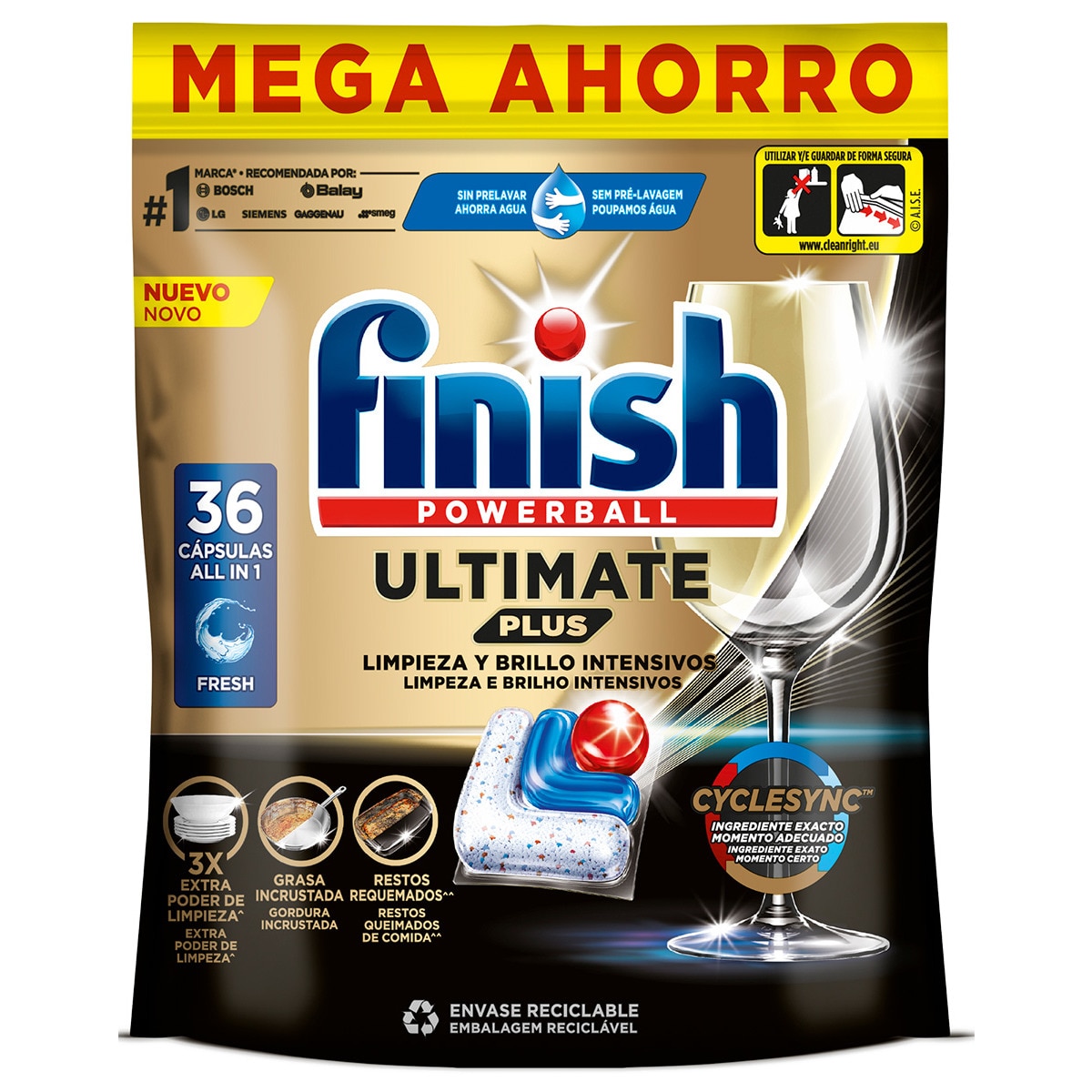 Pastilhas Máquina Loiça Ultimate Plus Reg. embalagem 36 pastilhas