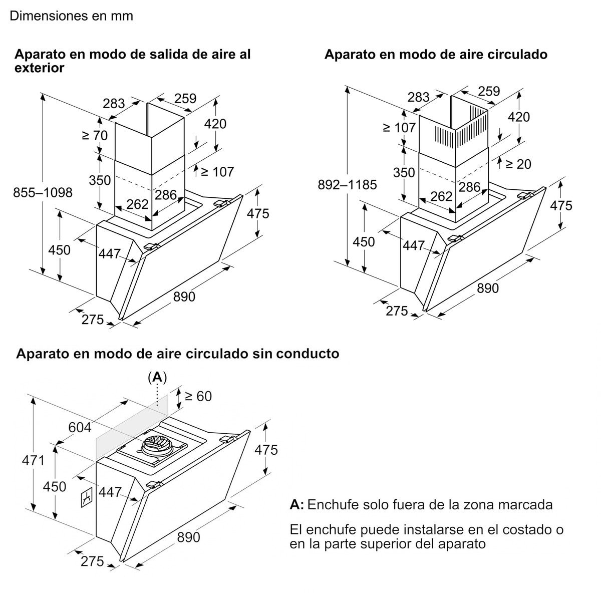 Campana decorativa Balay, inclinada, aspiración perimetral, 5 velocidades - 3BC599AN Cristal negro-2