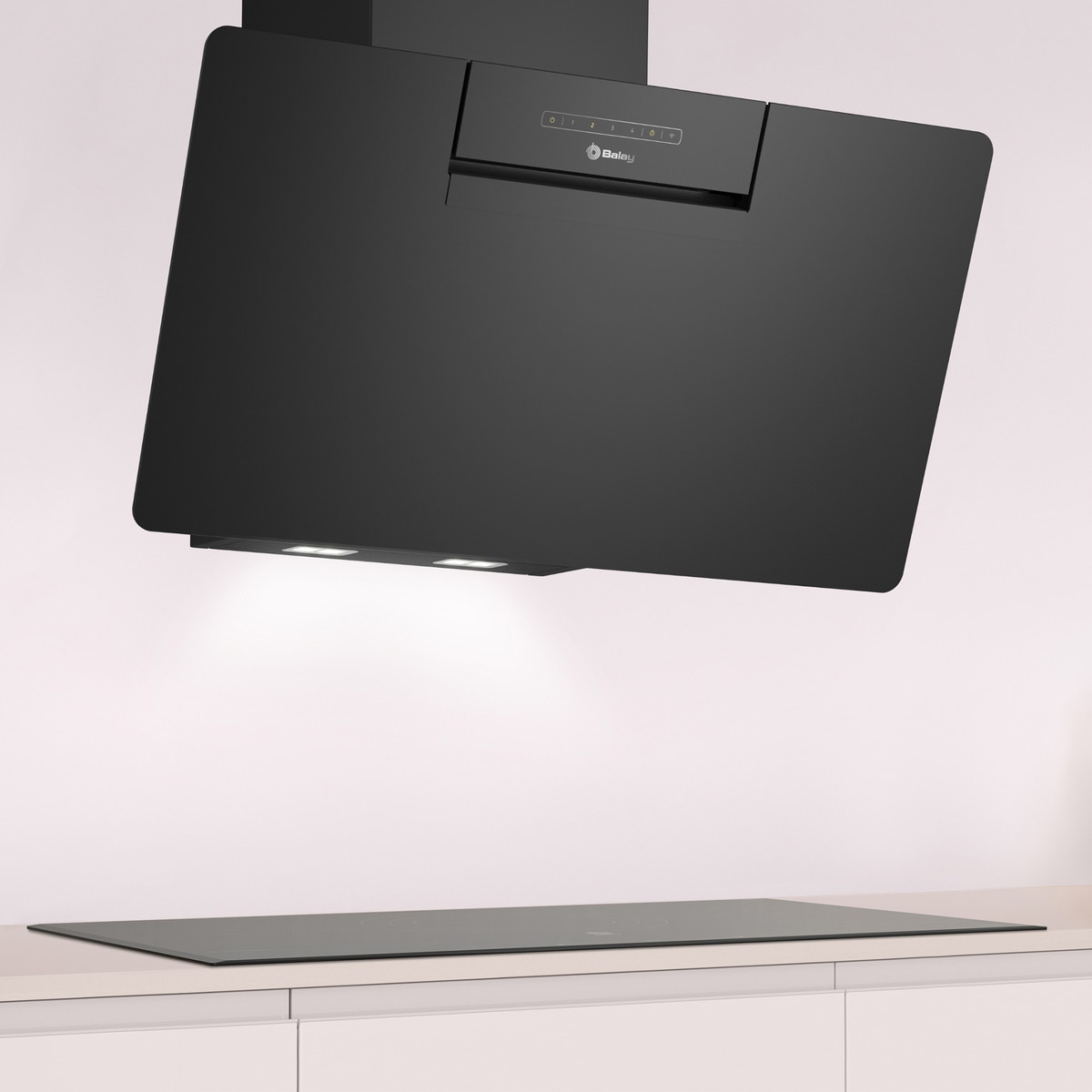 Campana decorativa Balay, inclinada, aspiración perimetral, 4 velocidades - 3BC587GNH Cristal negro-3