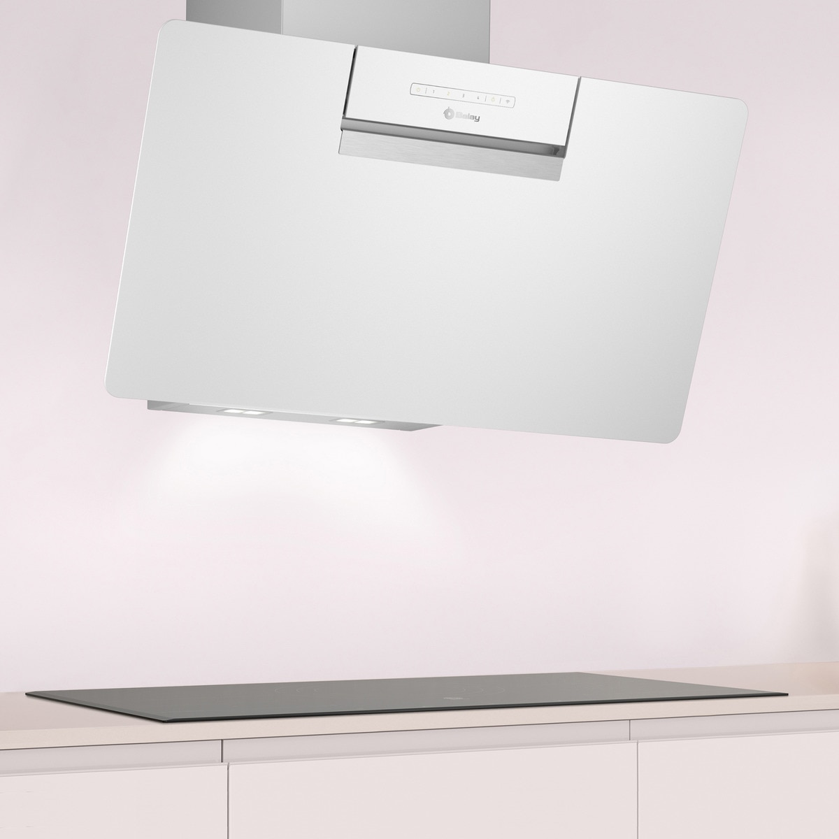 Campana decorativa Balay, inclinada, aspiración perimetral, 4 velocidades - 3BC587GBH Cristal blanco-3