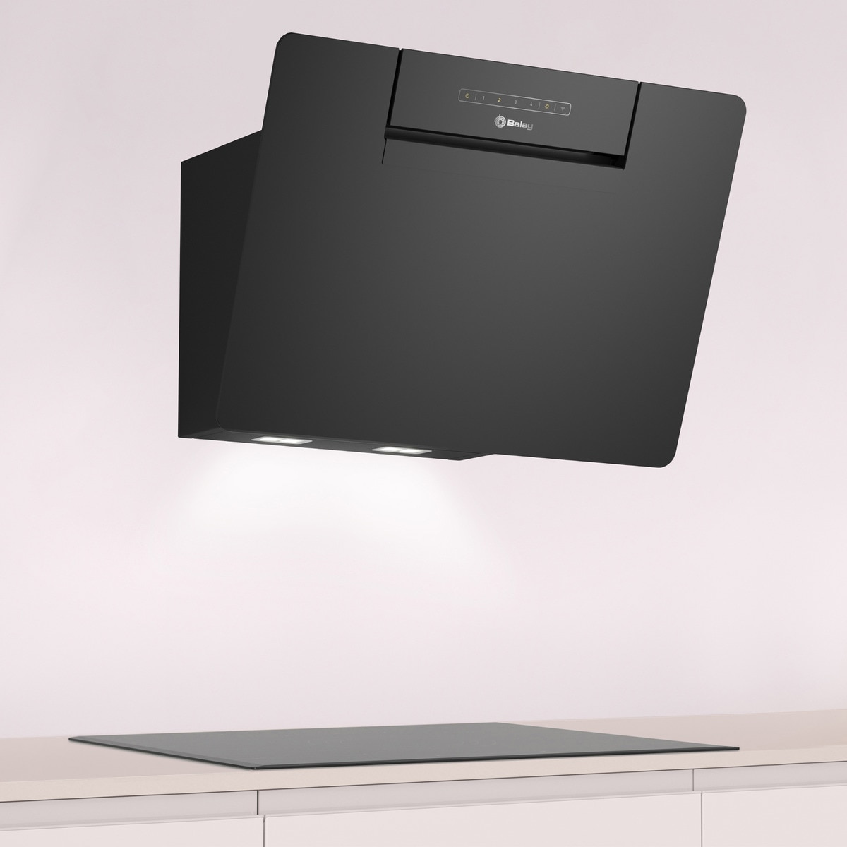 Campana decorativa Balay, inclinada, aspiración perimetral, 4 velocidades - 3BC567GNH Cristal negro-4