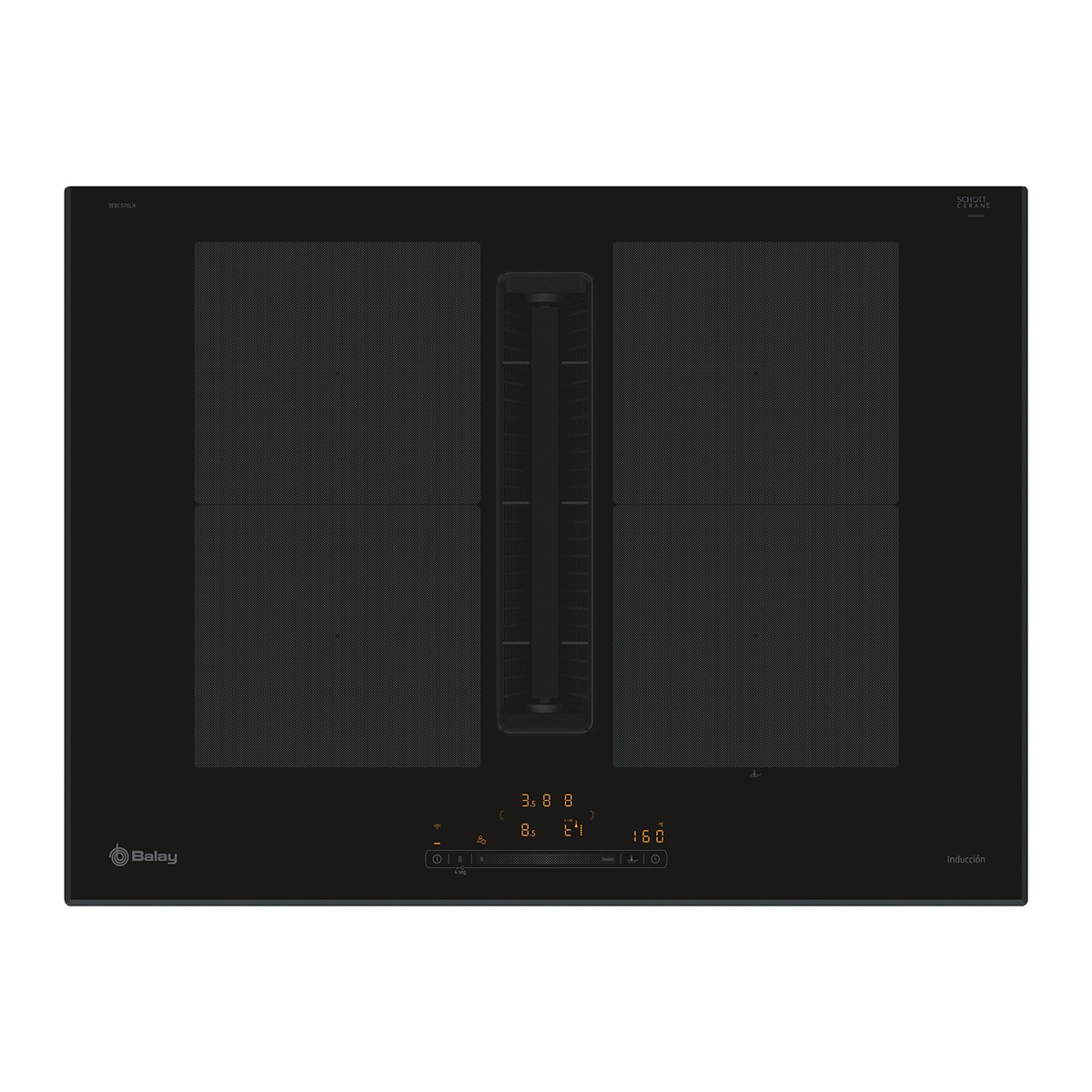 Imagem 0 de Placa de Indução com Exaustor Integrado Balay 3EBC976LH de 4 Zonas e de 70 cm - Preto