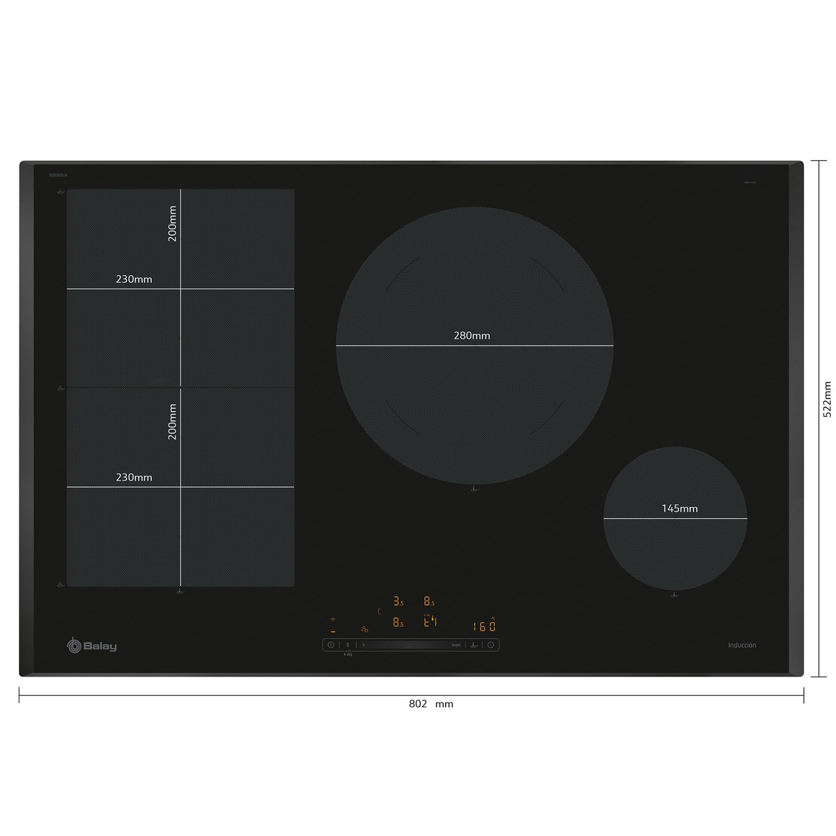 Placa inducción Balay con zona Flex -3EB989LH Negro-2