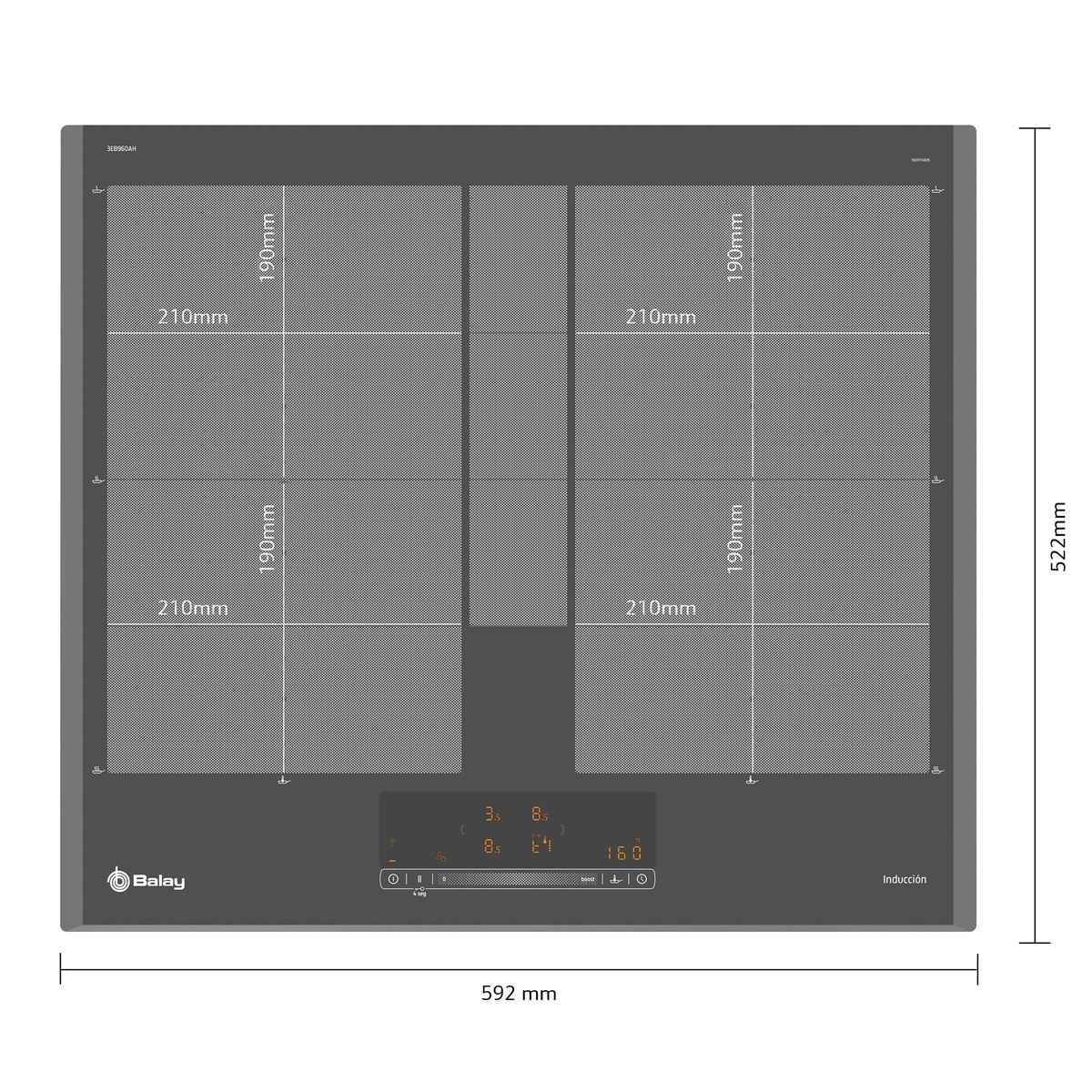 Placa inducción Balay con zona Flex - 3EB960AH Negro-2