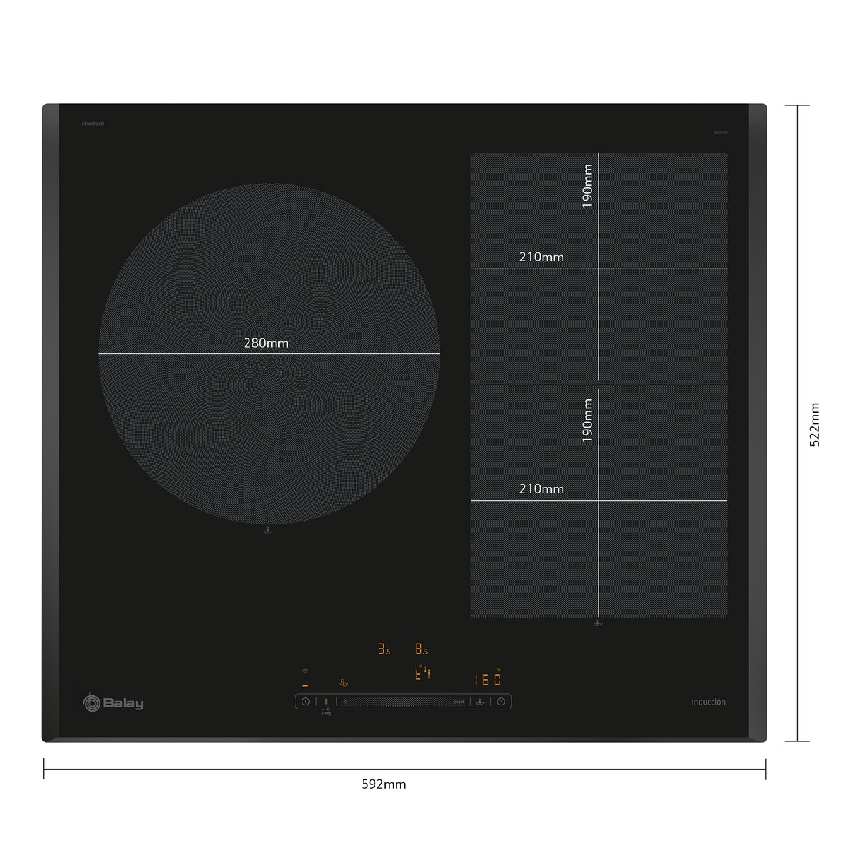 Placa de inducción Balay con zona flex - 3EB969LH Negro-2