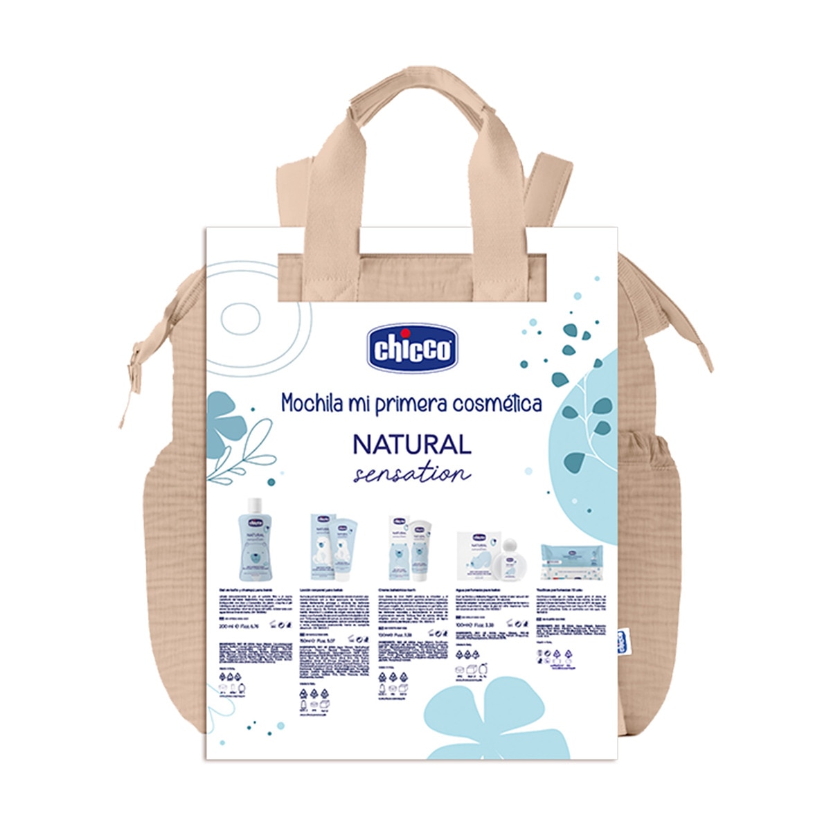 Pack regalo perfumería Chicco mi primera bolsa cosmética Beige-2