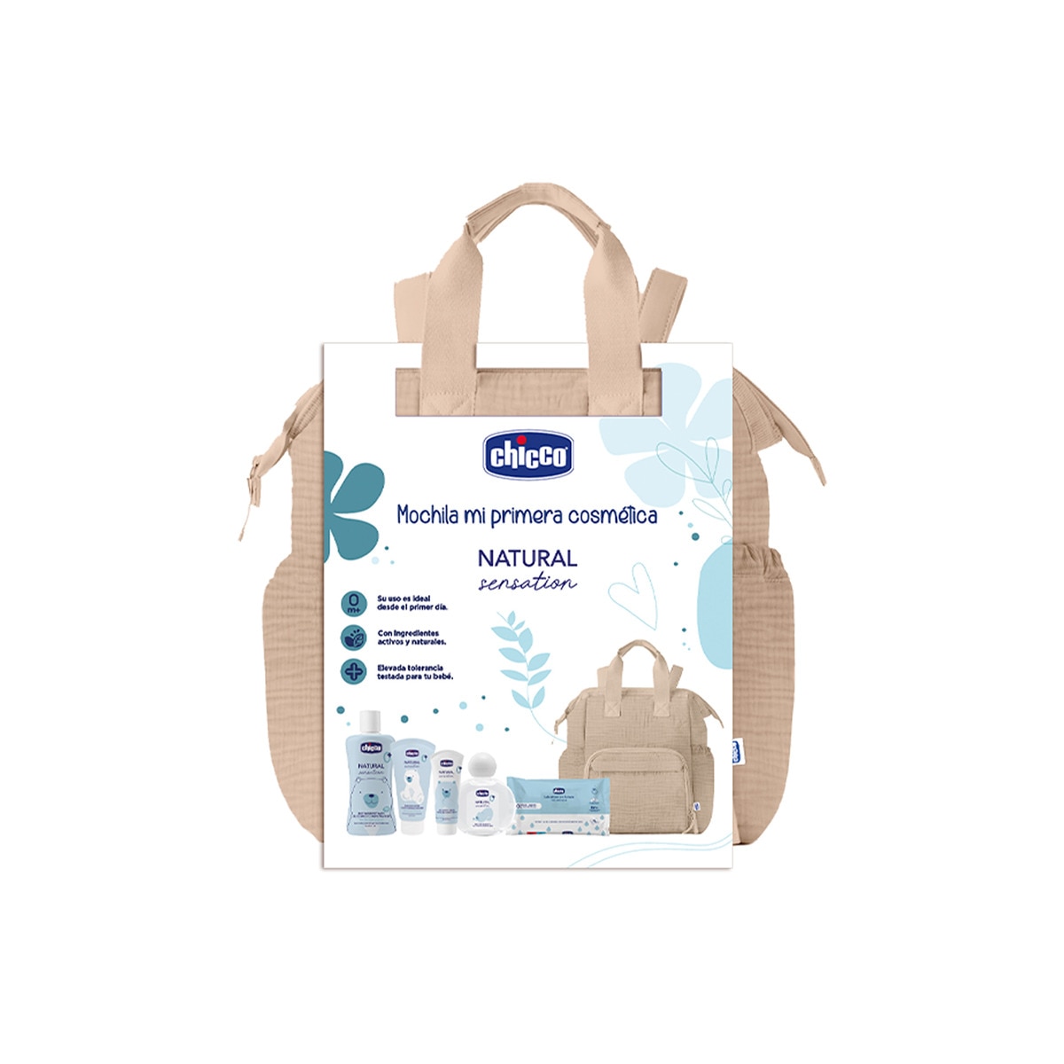 Pack regalo perfumería Chicco mi primera bolsa cosmética Beige-1