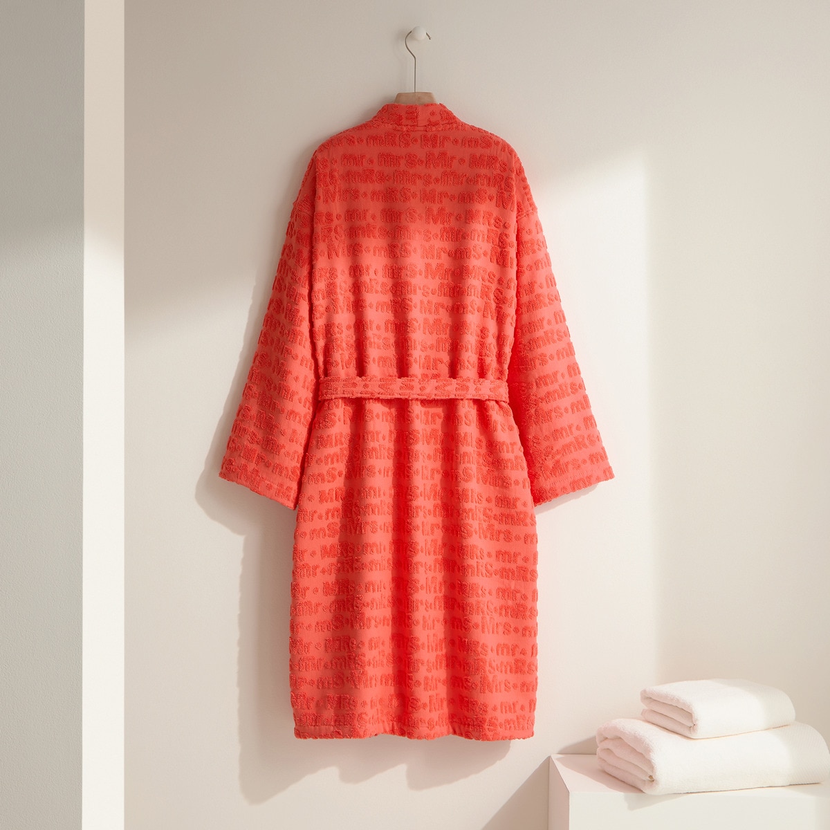 Albornoz algodón 360 gr/m2 Mrs & Mr Basics El Corte Inglés Naranja-3