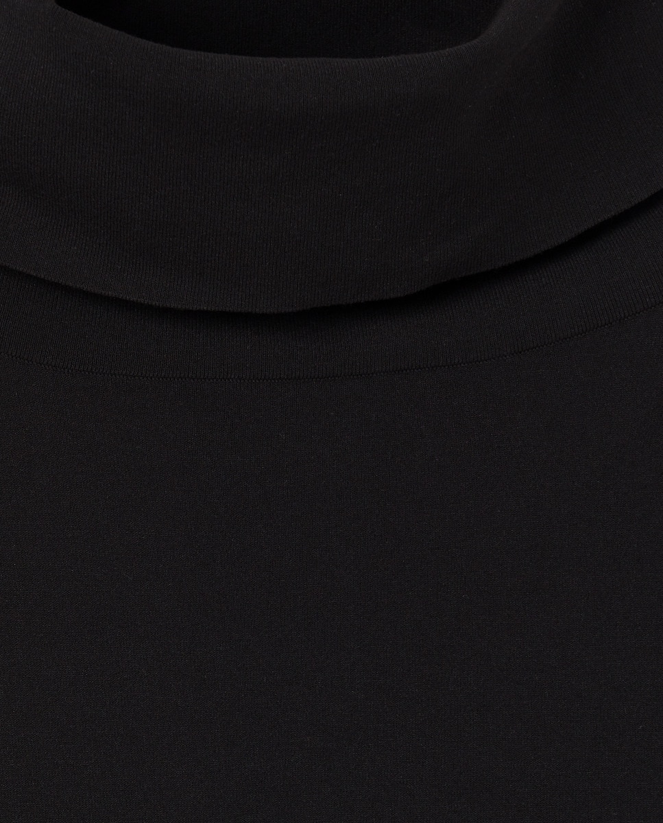 Camisola de Malha com Gola Caída Preto-5