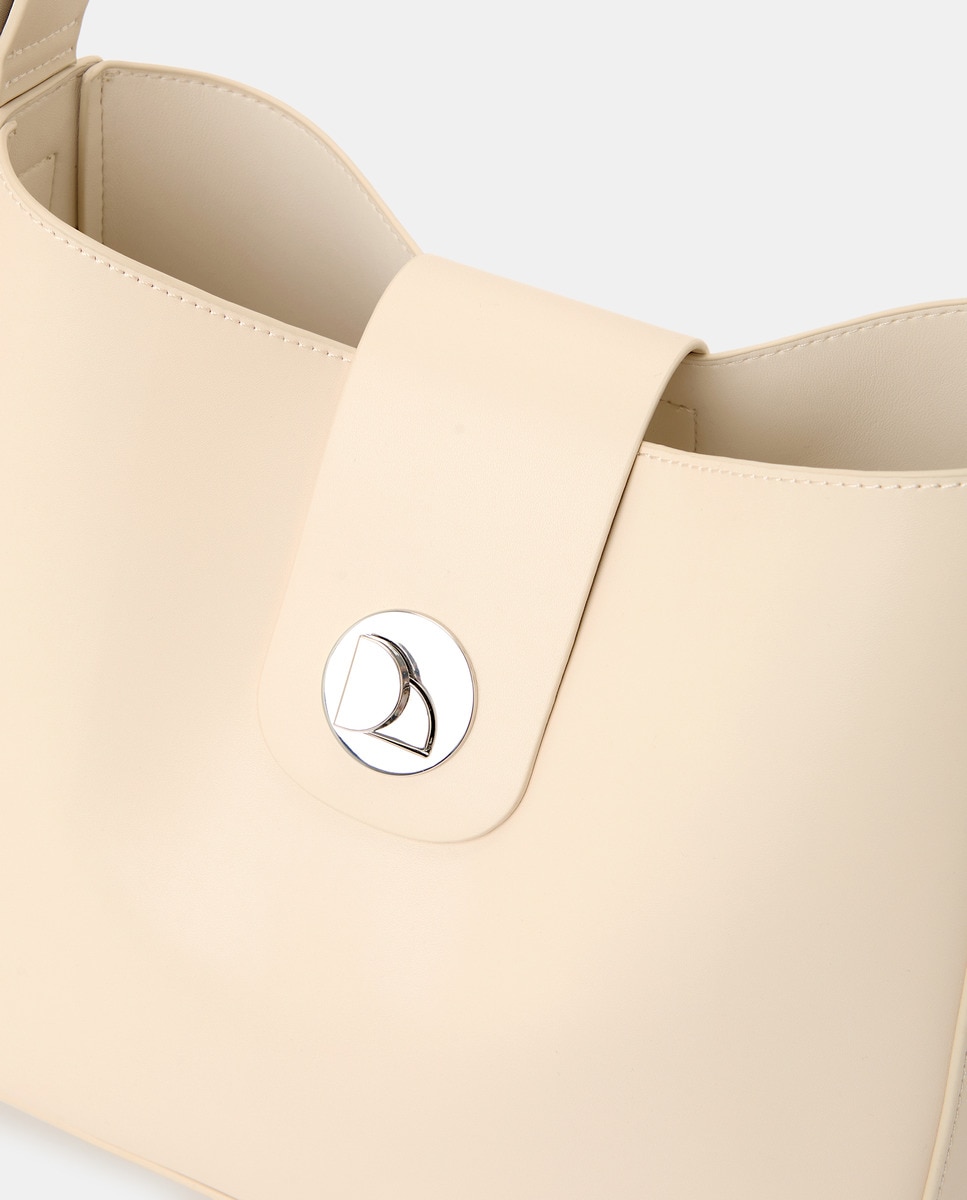 Mala Hobo com Detalhe de Fecho Branco-marfim-4