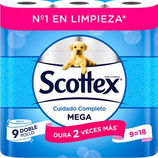 papel higiénico Cuidado Completo Megarollo 2 capas paquete 9 rollos - Scottex