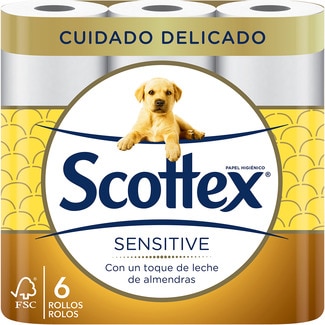 papel higiénico Sensitive enriquecido con leche de almendras 3 capas paquete 6 rollos - Scottex