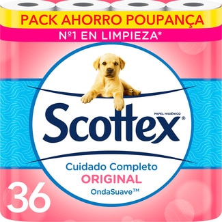 papel higiénico Cuidado Completo Original 2 capas paquete 36 unidades - Scottex