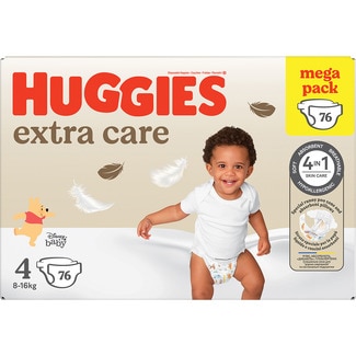 pañales hipoalergénicos Extra Care Disney con cuidado de la piel 4 en 1 talla 4 (8-16 kg) bolsa 76 unidades - Huggies