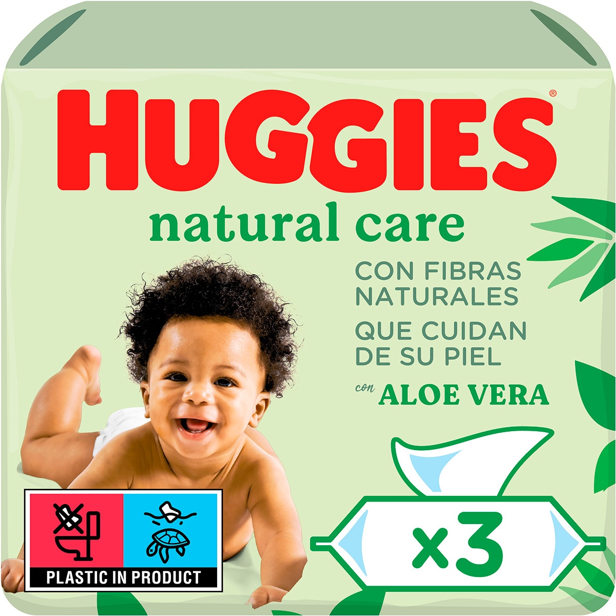 toallitas infantiles Natural Care 99% Agua y con Aloe Vera pack 3 envases 56 unidades sin perfume