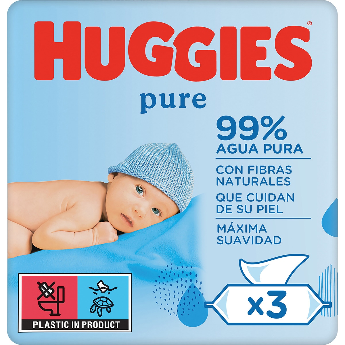 toallitas infantiles Pure 99% agua pack 3 paquetes 56 unidades sin perfume