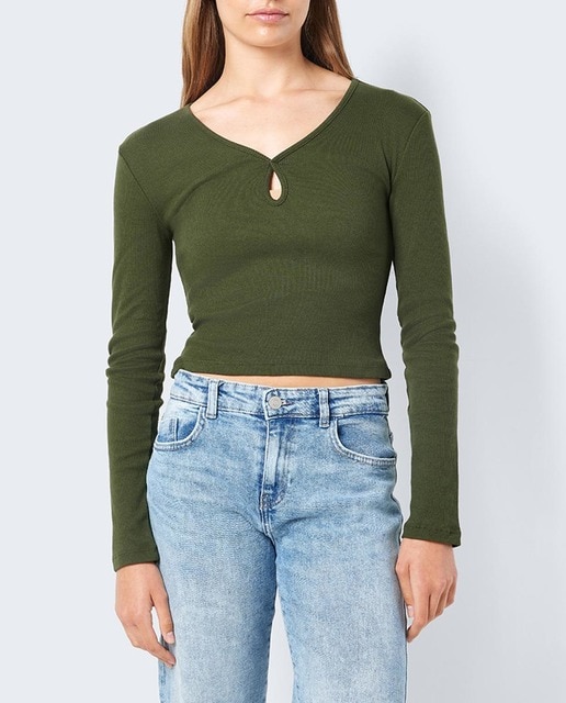 Imagen 0 de Camiseta de mujer manga larga cuello pico