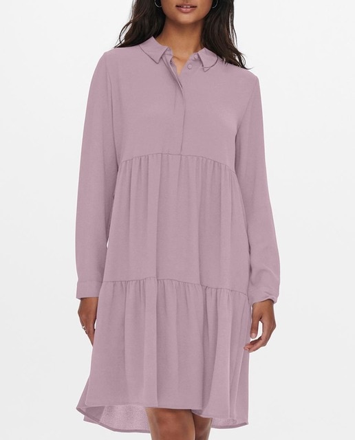 Imagen 0 de Vestido camisero corto de corte holgado con volantes