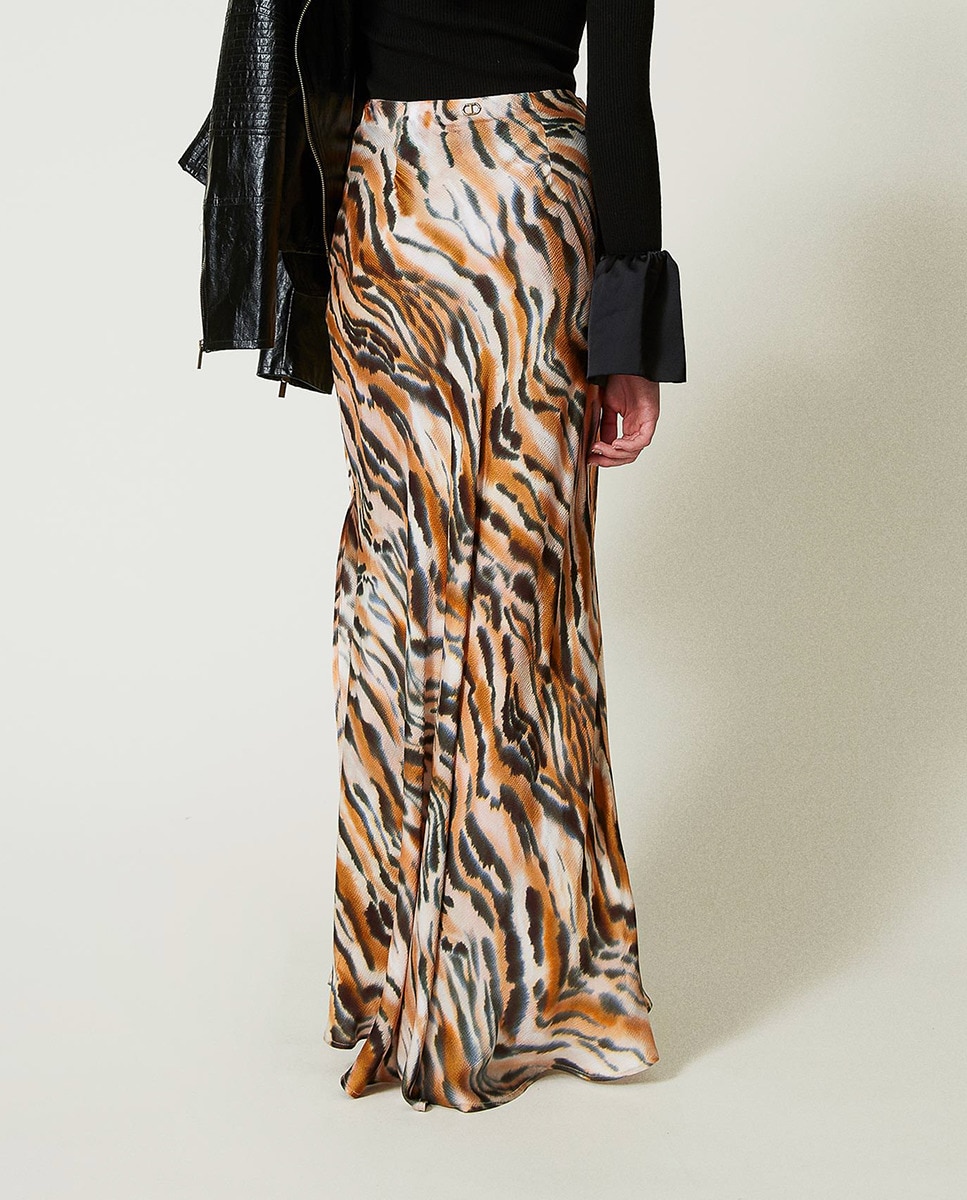 Saia Comprida de Cetim Multicolor-4