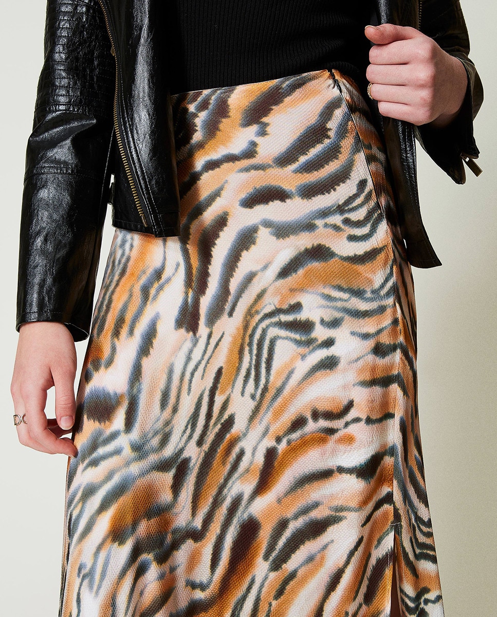 Saia Comprida de Cetim Multicolor-3