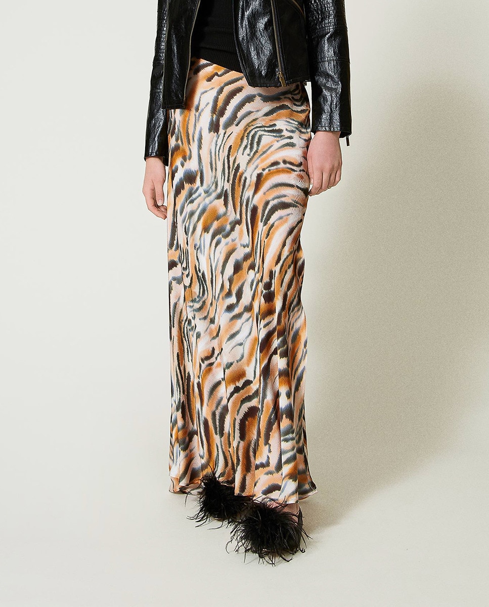 Saia Comprida de Cetim Multicolor-2