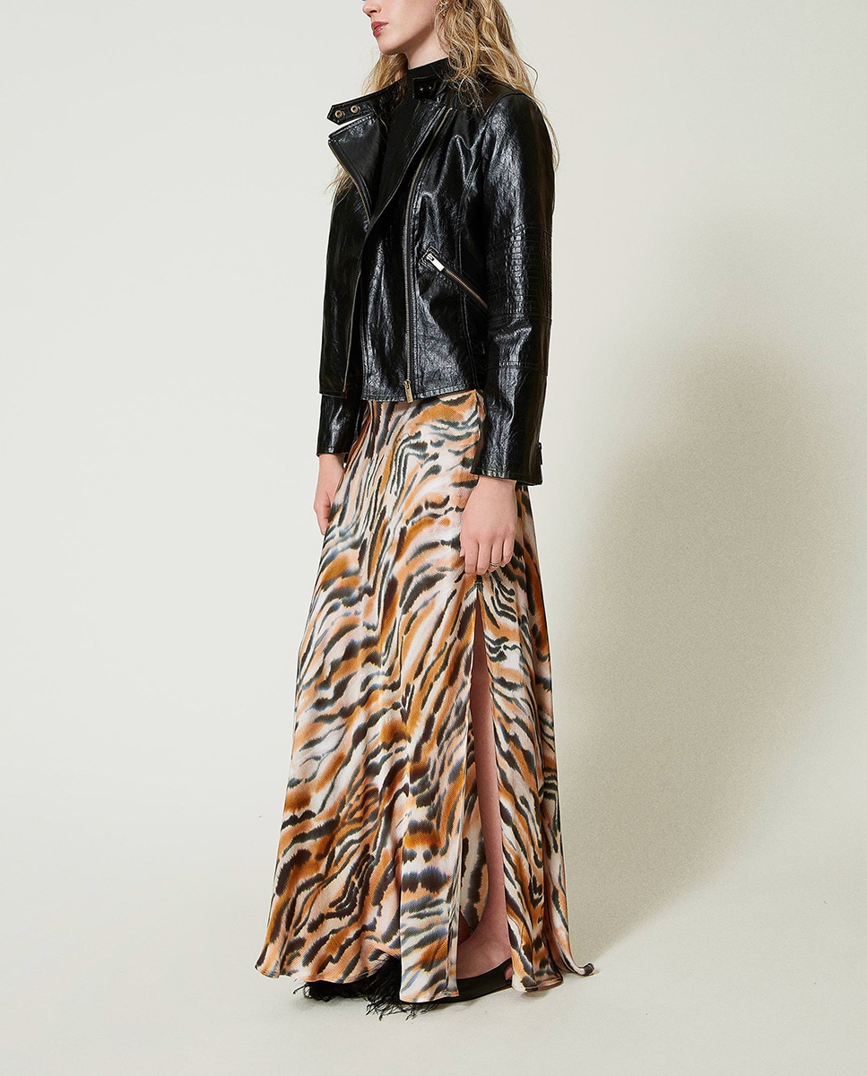 Saia Comprida de Cetim Multicolor-1