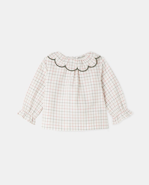 Imagen 0 de Blusa de Bebé niña manga larga cuello festón