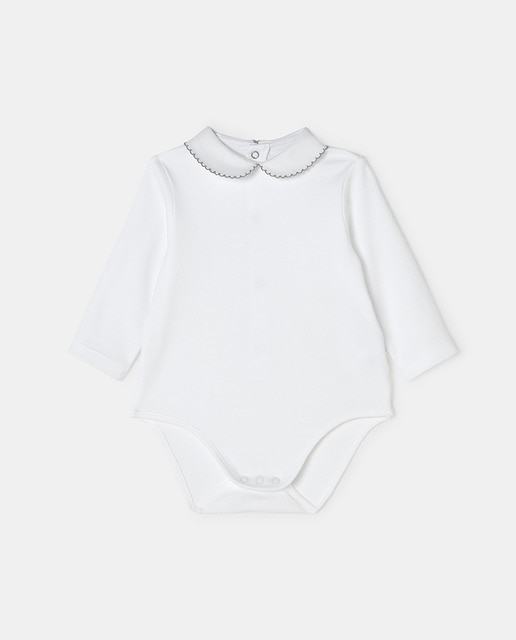 Imagen 0 de Body manga larga punto interlock cuello bebé bordado a contraste