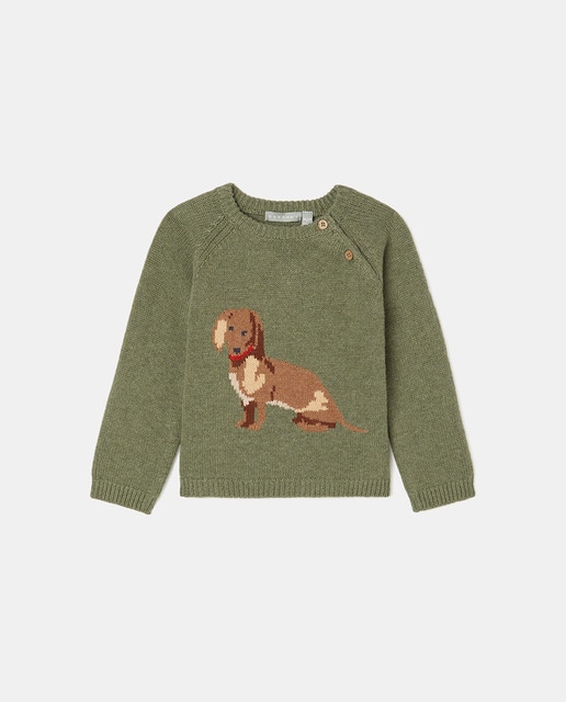 Imagen 0 de Jersey link 2 botones en corte manga ranglan intarsia perro teckel
