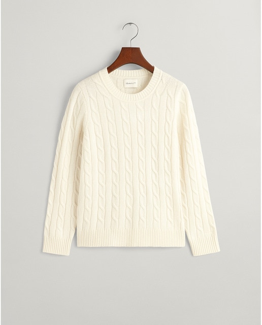 Imagen 0 de Jersey de cuello redondo y punto de ochos en lana de oveja