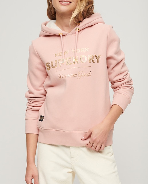 Imagen 0 de Sudadera de mujer con capucha y logotipo metalizado Luxe