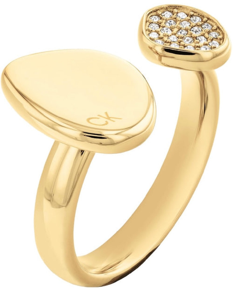 Anel de Aço e Cristal Dourado-1