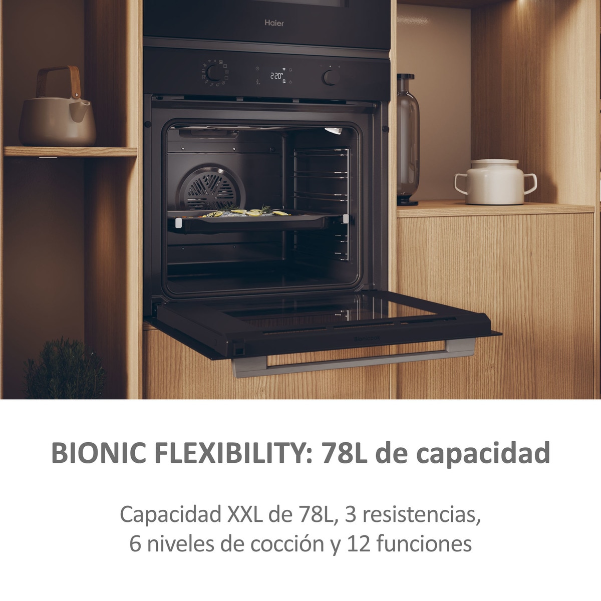 Horno multifunción Haier WIFI limpieza pirolítica e hidrolítica ID Series 2 - H6 ID2P5B3YTX Negro-7