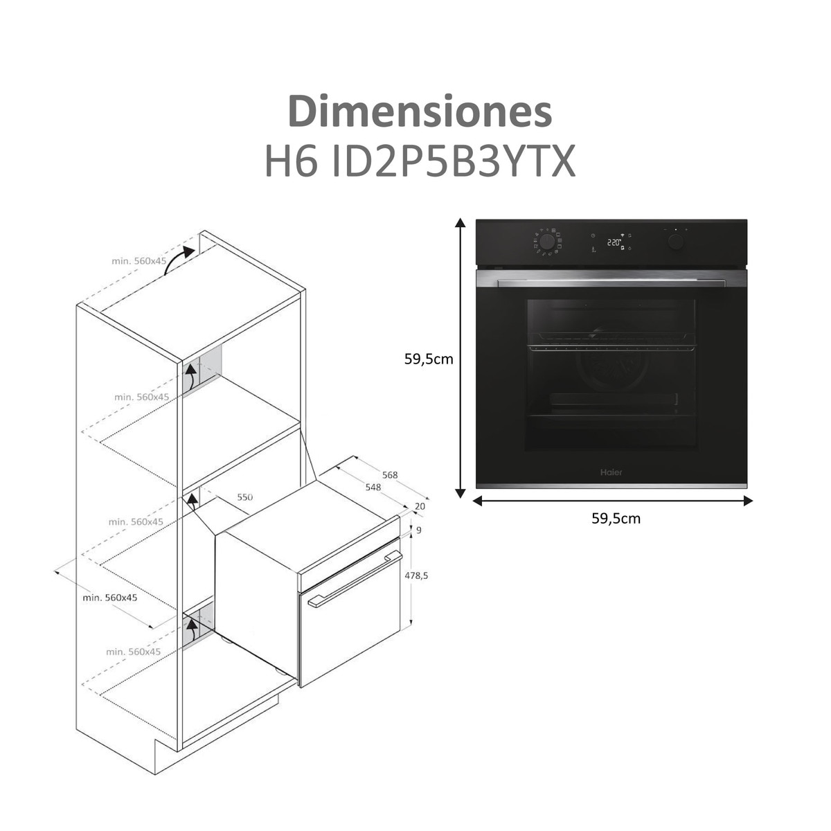 Horno multifunción Haier WIFI limpieza pirolítica e hidrolítica ID Series 2 - H6 ID2P5B3YTX Negro-2