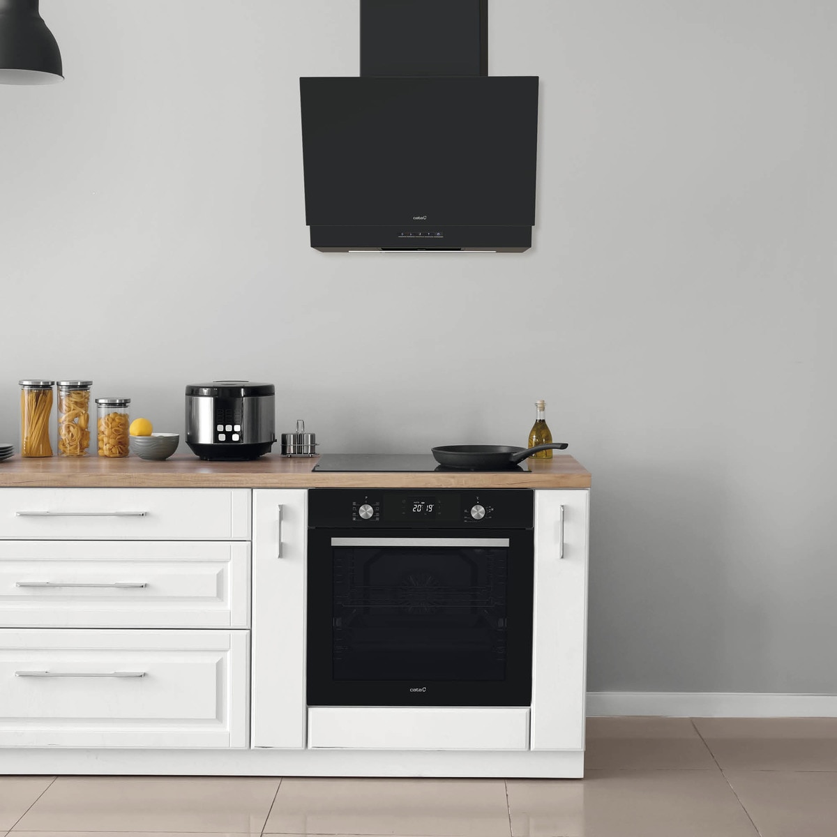 Campana decorativa Cata 3 velocidades + 1 turbo - THALASSA 600GBK /G Cristal negro-10