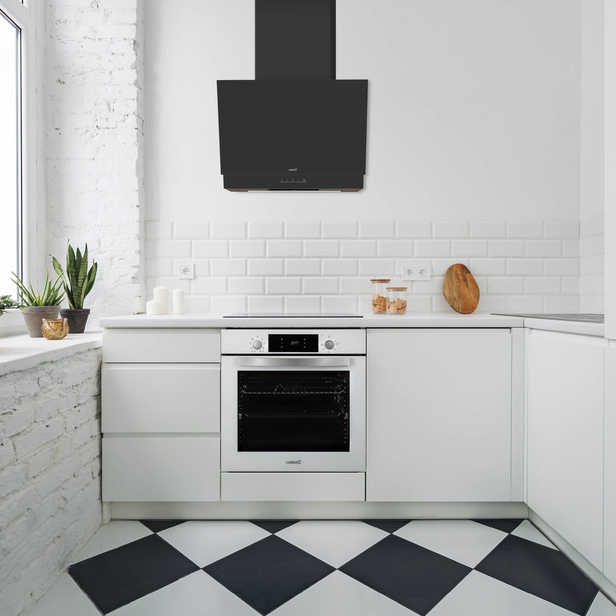 Campana decorativa Cata 3 velocidades + 1 turbo - THALASSA 600GBK /G Cristal negro-9