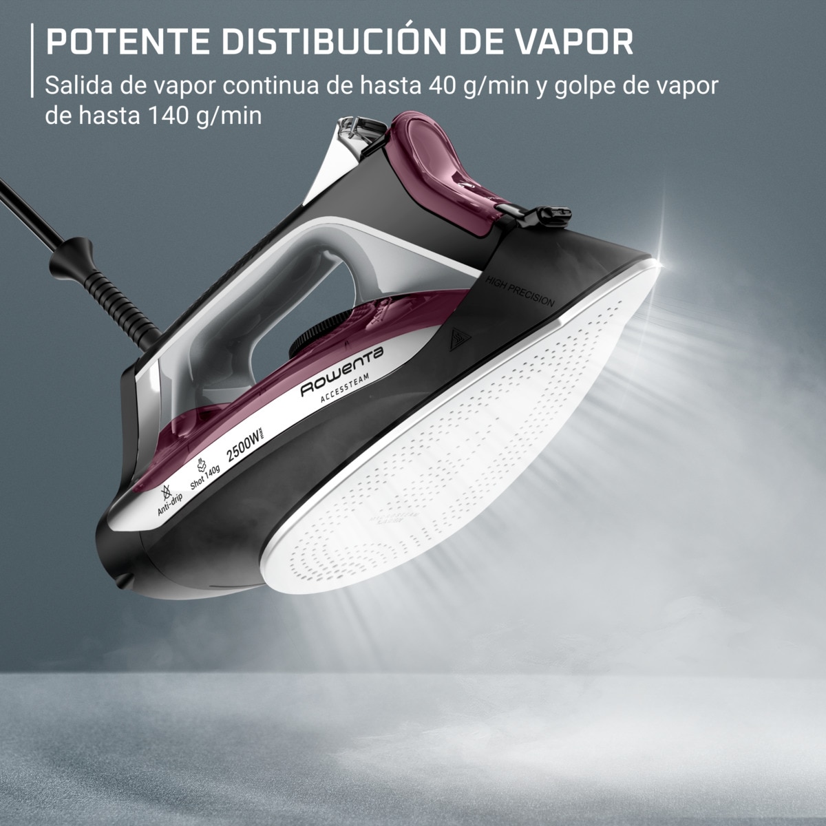 Plancha de vapor Rowenta DW4348 Accesteam con suela microsteam 300 Burdeos-4