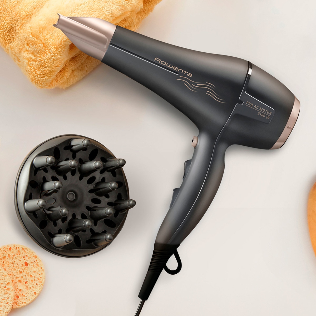 Secador de pelo Rowenta Dunas con motor AC profesional Negro-2