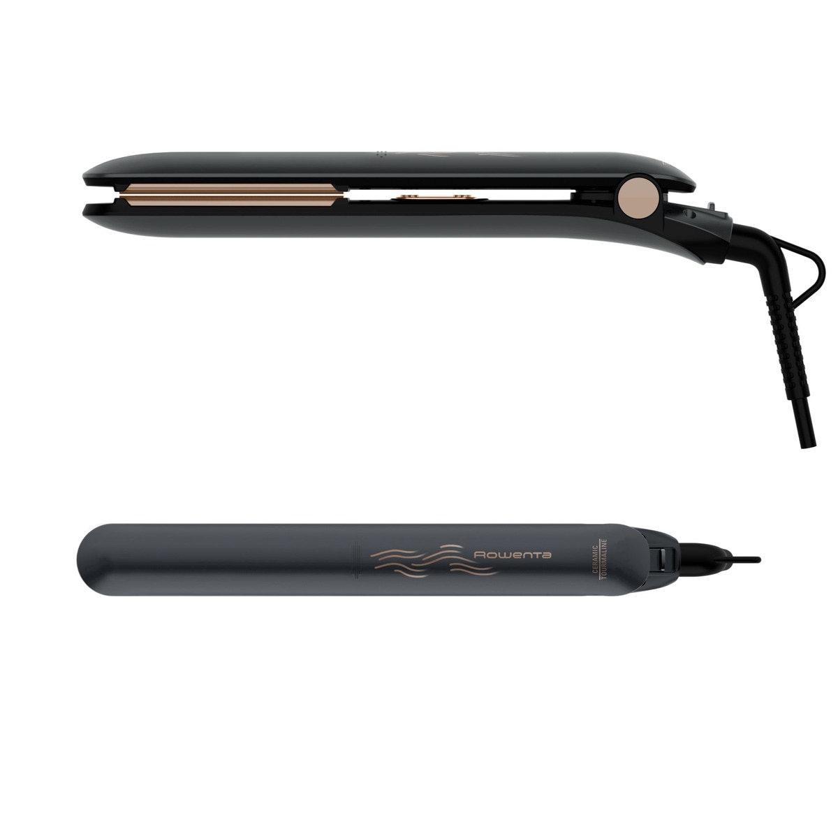 Plancha de pelo Rowenta Dunas con revestimiento de cerámica turmalina Negro-4