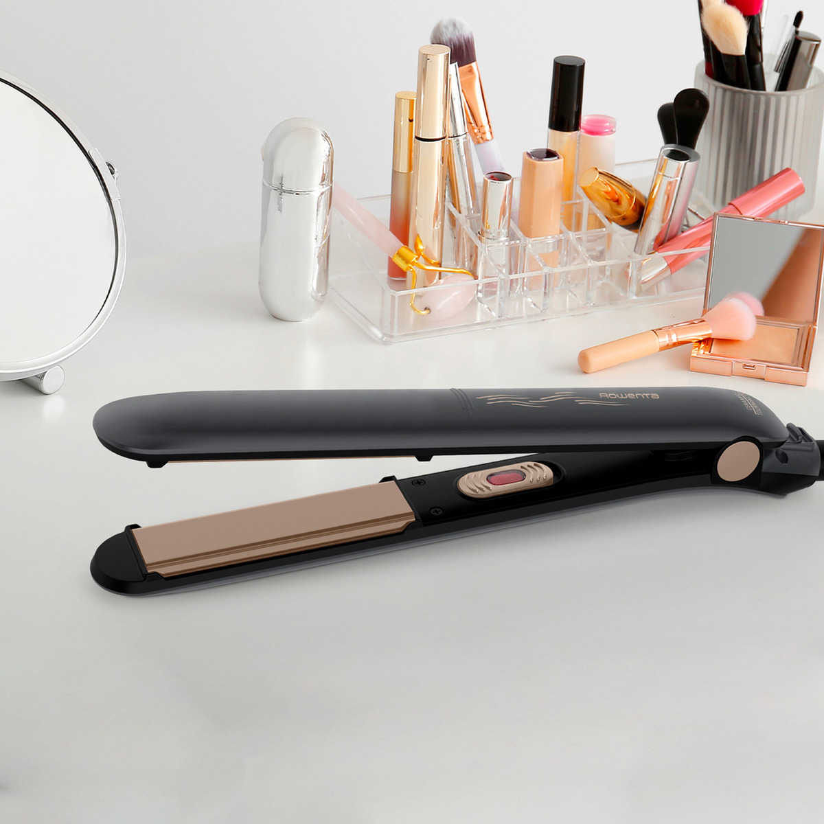 Plancha de pelo Rowenta Dunas con revestimiento de cerámica turmalina Negro-3