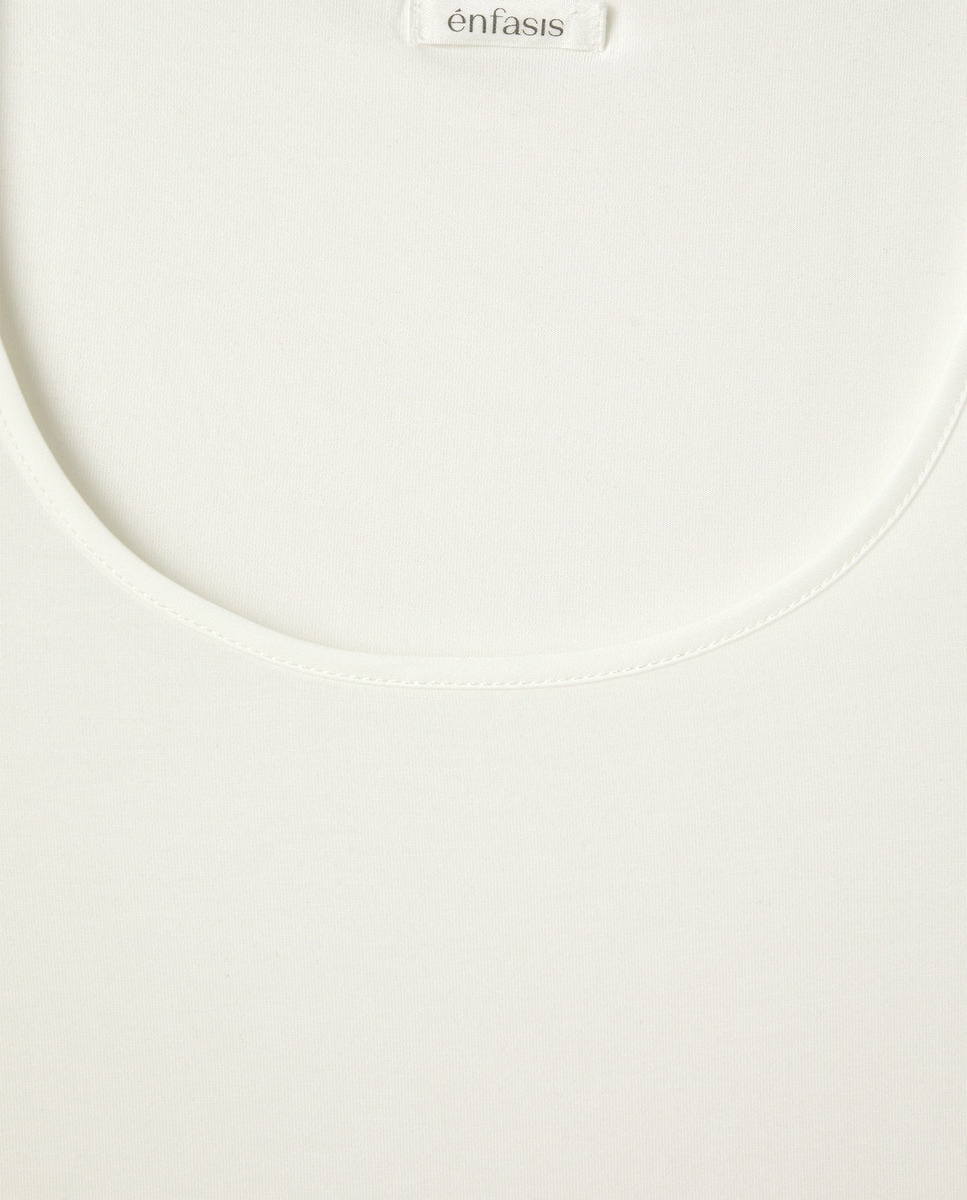 Camisola Interior com Vivos de Cetim 120 Cru-5