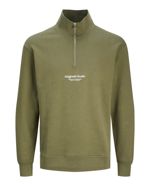 Imagen 0 de Sudadera con cremallera  cuello perkins de mangas largas de hombre